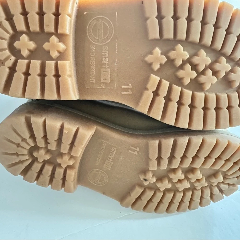 SmartFit Kids Tan Waterproof Work Boots – Lace-Up, Skid Resistant, Size 11